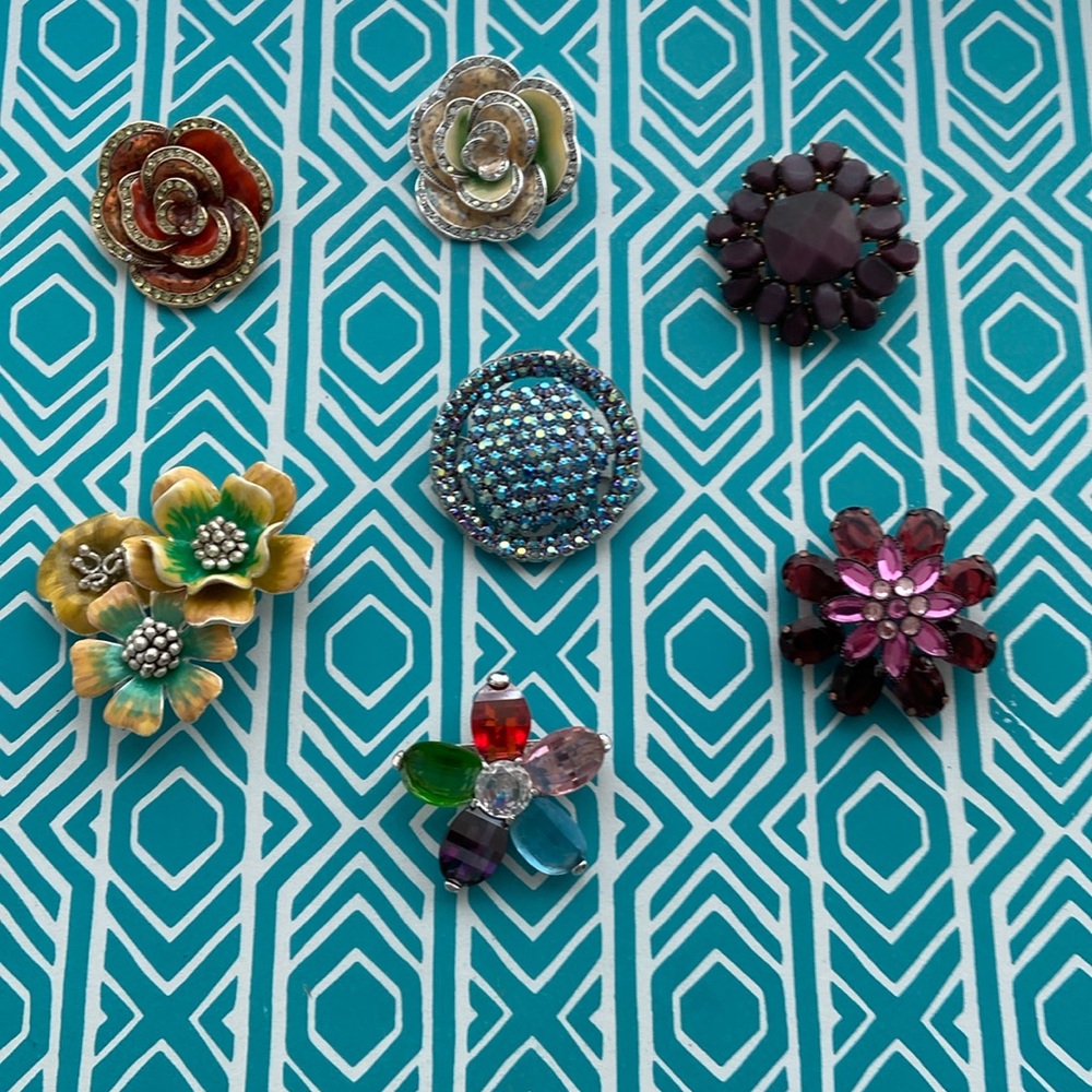 Beautiful colorful dress broaches.